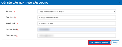 Hình 2. Biểu mẫu gửi yêu cầu mua thêm sản lượng