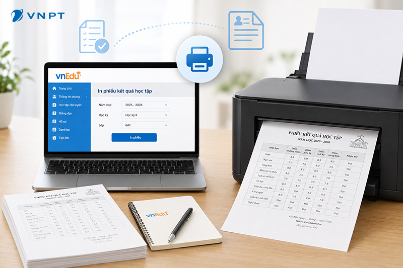 In phiếu kết quả học tập trên vnEdu