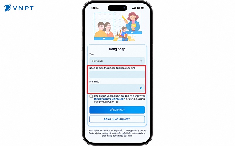 Mở app vnEdu Connect