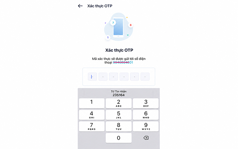 Nhập mã OTP gồm 6 chữ số
