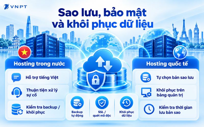 Kiểm tra chính sách sao lưu và khôi phục dữ liệu khi chọn hosting