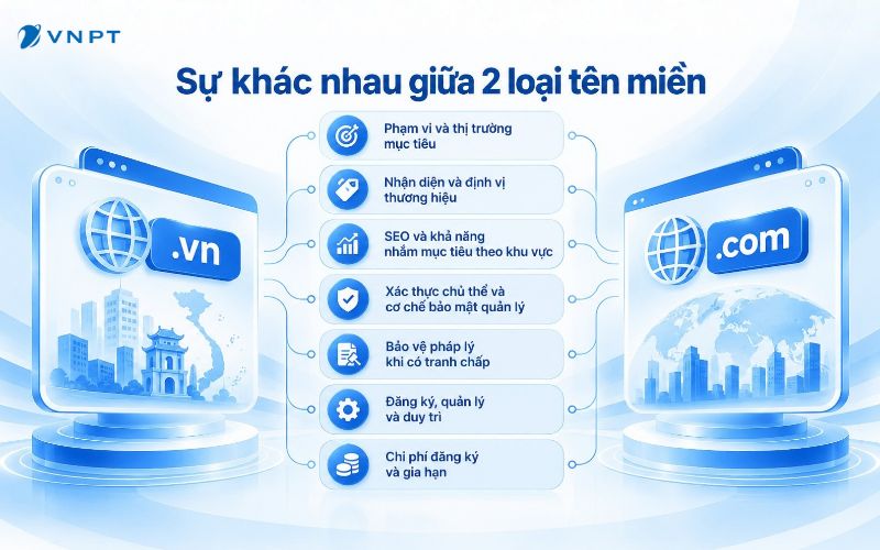 Tên miền Việt Nam và tên miền quốc tế có nhiều khía cạnh khác nhau
