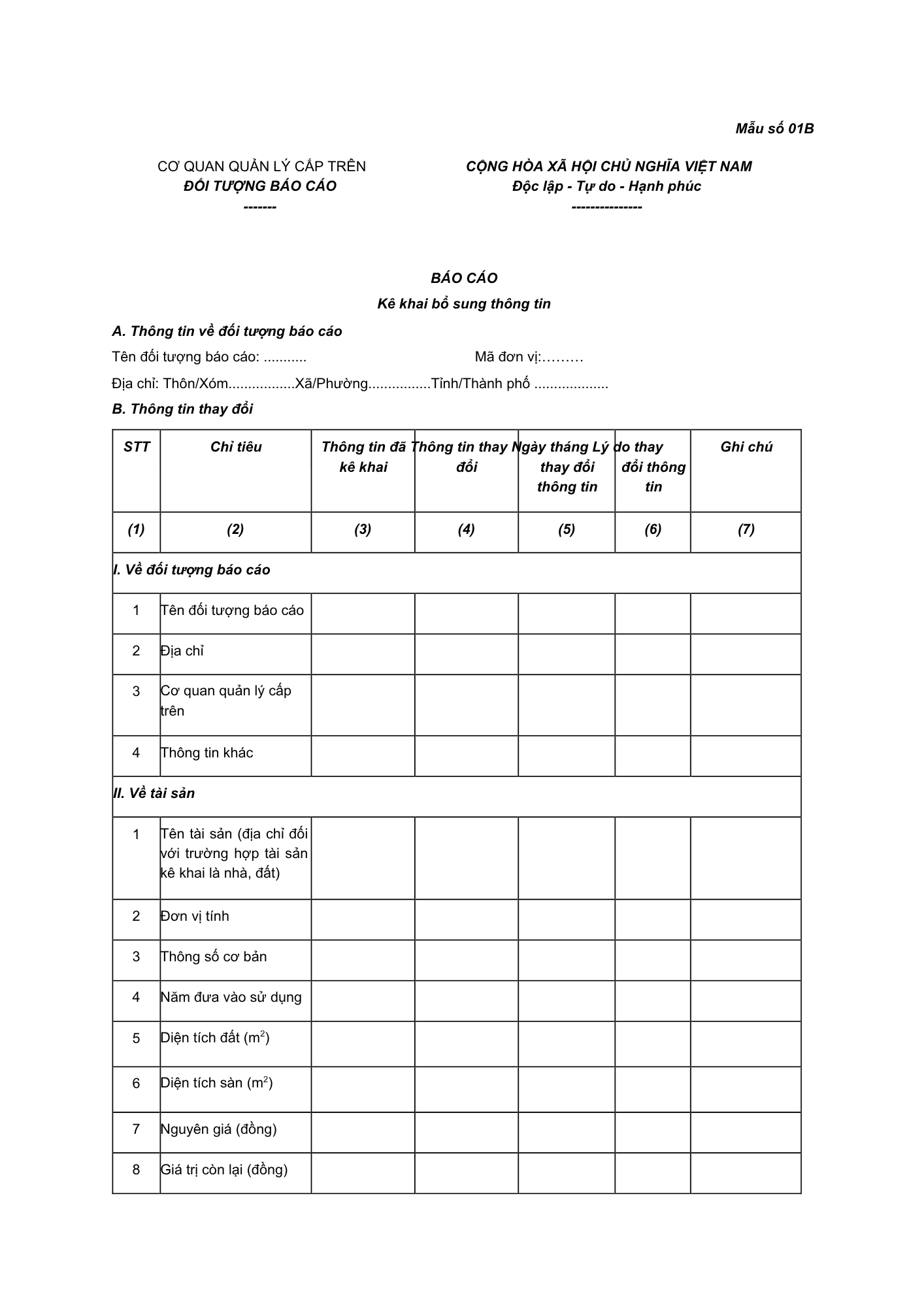 Mẫu số 01b là tờ khai thuế áp dụng cho hộ kinh doanh
