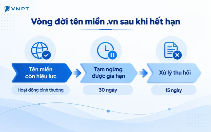 Vòng đời tên miền .vn tuân thủ quy trình xử lý tên miền do VNNIC quy định