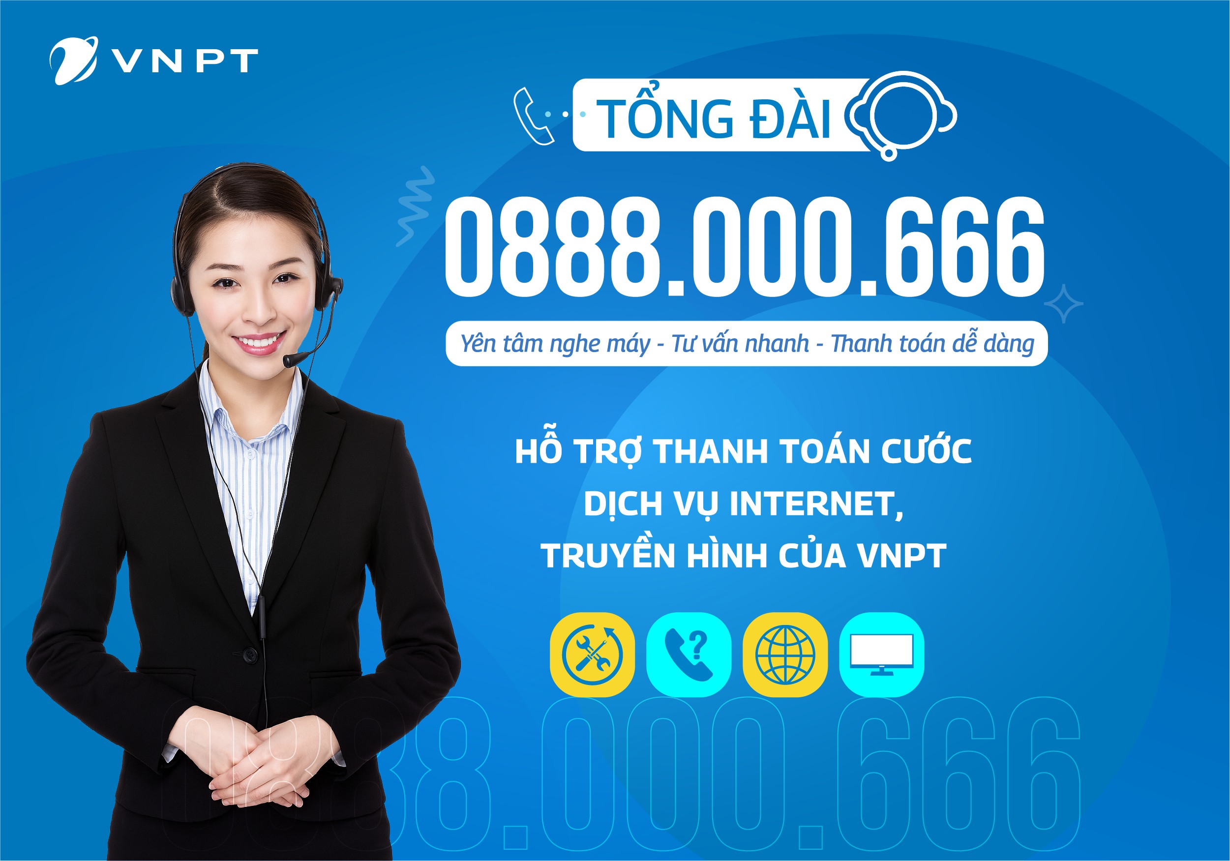 VNPT Nghệ An triển khai đầu số 0888.000.666 chăm sóc khách hàng dịch vụ Internet, MyTV