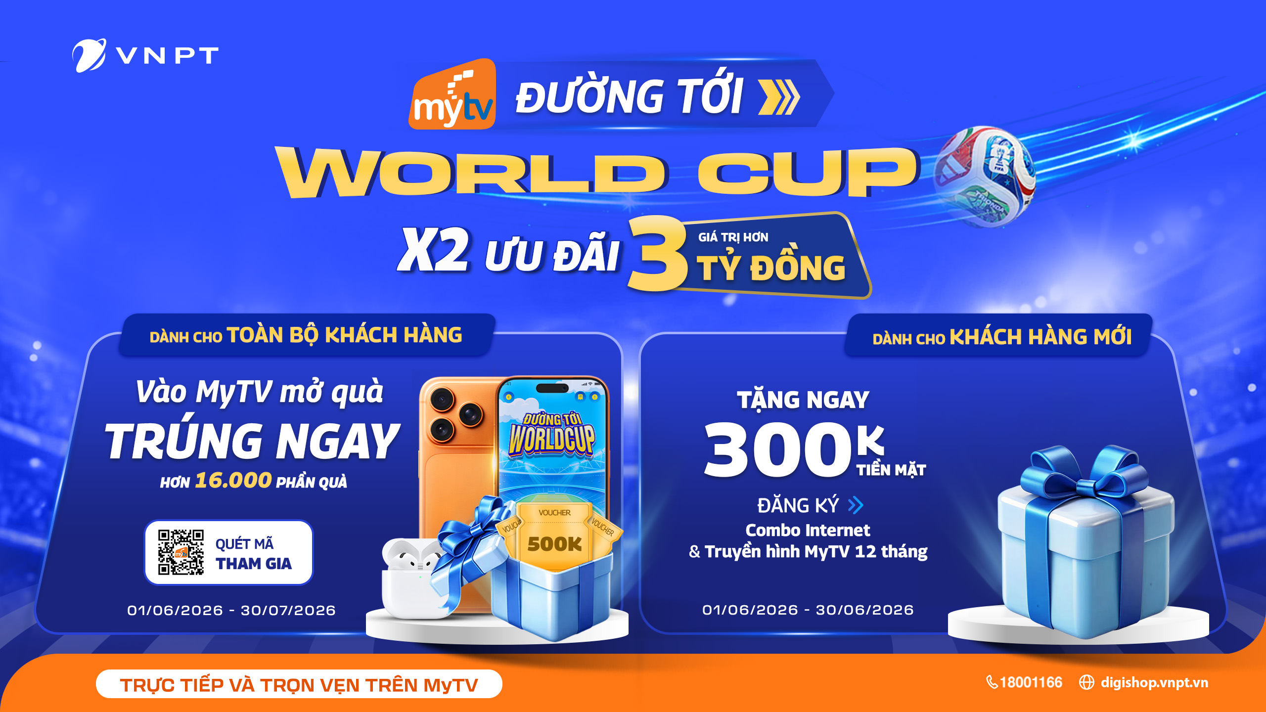 VNPT tung ưu đãi trị giá 3 tỷ đồng mùa World Cup 2026™