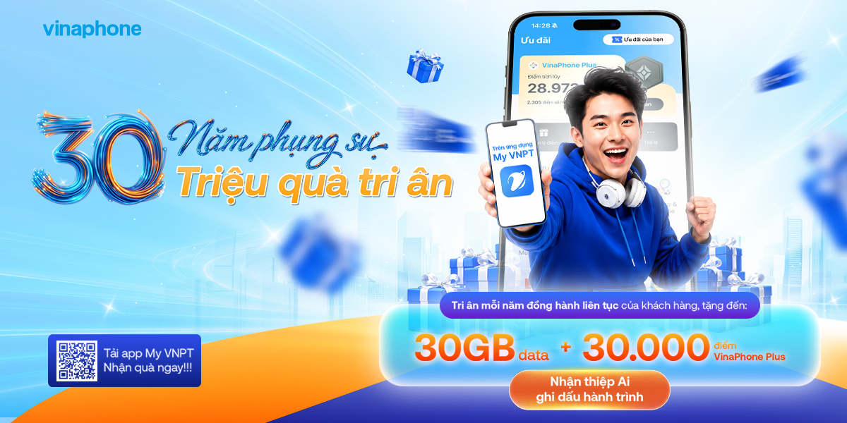 30 Năm Phụng Sự - Triệu Quà Tri Ân: Đặc quyền Hội viên VinaPhone Plus