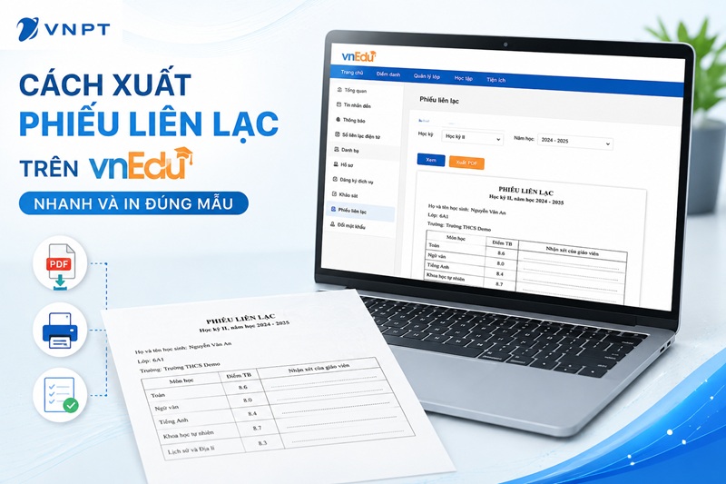 Cách xuất phiếu liên lạc trên vnEdu nhanh và in đúng mẫu